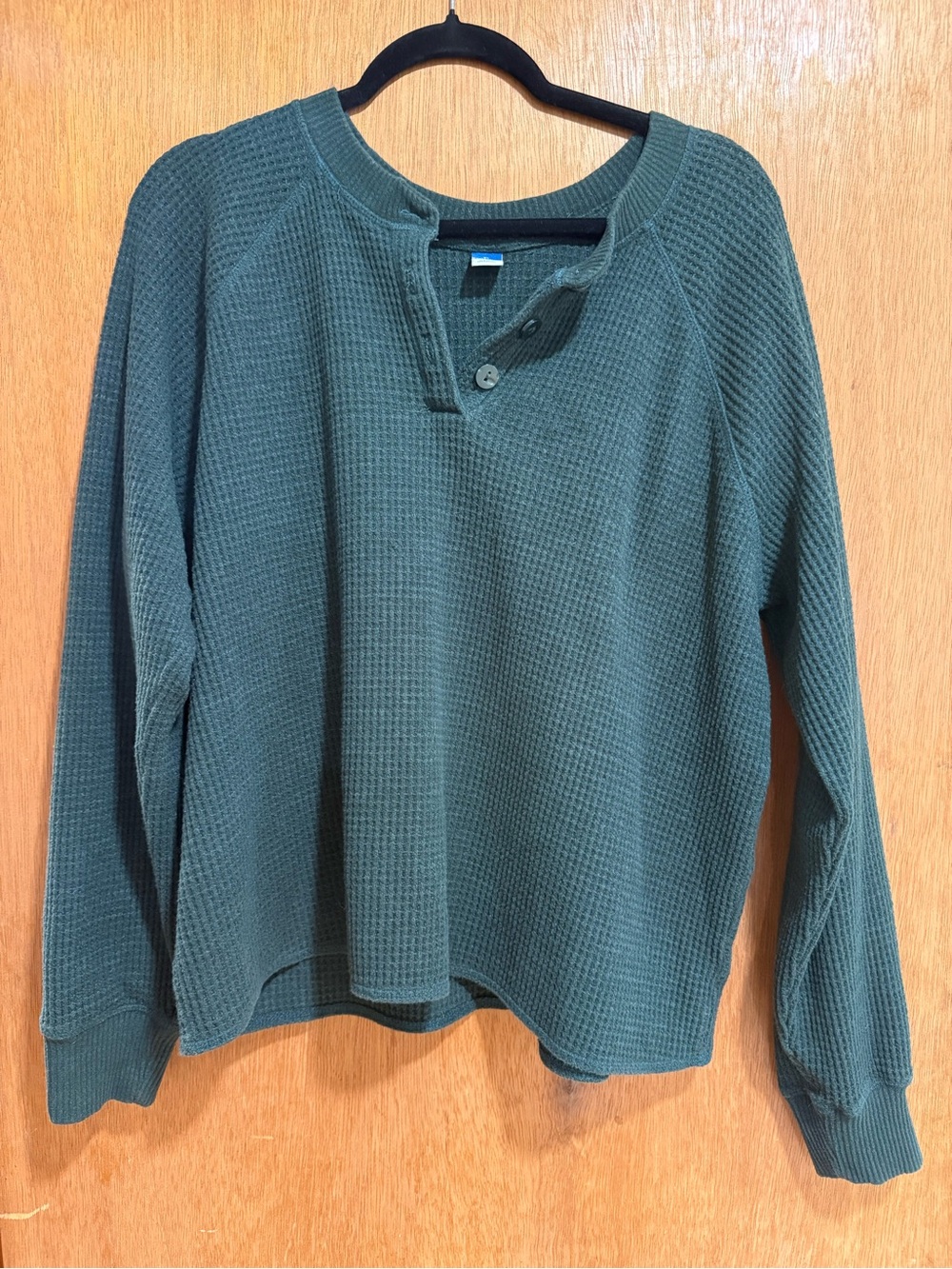 Old Navy Forest Green Waffle Henley Pullover XL Tall